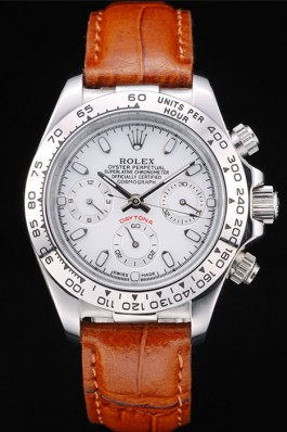 Rolex Daytona Lady Stainless Steel Case White Dial Brown Leather Strap Tachymeter (rl390)