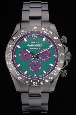 Rolex Daytona Black Ion Plated Tachymeter Black Stainless Steel Strap Green Dial 80246 (rl418)