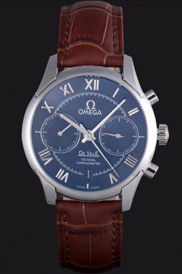 Omega DeVille Silver Bezel with Black Dial and Brown Leather Strap 621567 (om243)