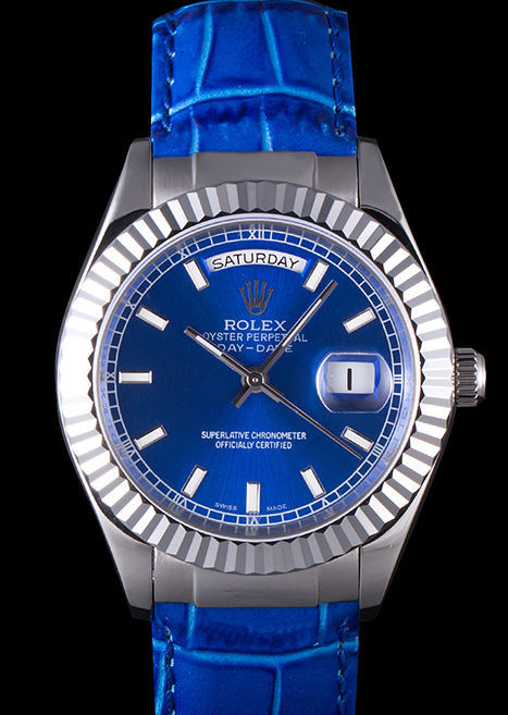 Rolex Day-Date Oyster Collection Blue Leather Band 621490